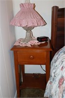 1 Drawer Bedside Stand, Kerosene Lamp Converted