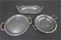 Hand Wrought Aluminum Serving Trays (3)