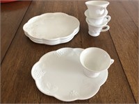 Vintage Colony Harvest Milk Glass Snack Plate Set