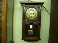 Art Nouveau  mahogany wall clock.