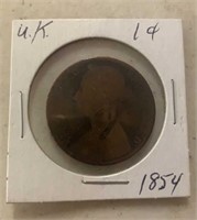 1854 GREAT BRITAIN COIN-LARGE CENT