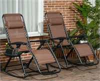 2 Outdoor Rocking Chairs Reclining Zero Gravity