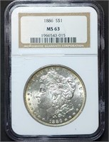 1886 Morgan Silver Dollar NGC MS63