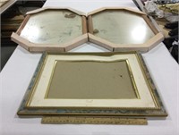 2 framed mirrors & empty picture frame