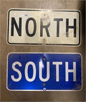 North and South road signs.