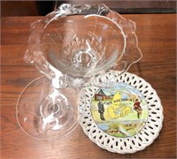 Antique Glass Candy Bowl and Centrepiece