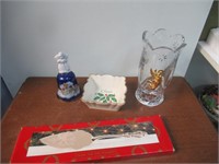 Christmas Bell, Knife, Crystal Vase and Lenox