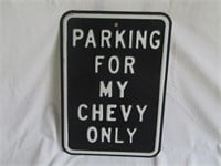 Black &n White Chevy Parking Sign 18" x 12"
