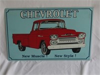 Chevy New Muscle Metal Sign 11-1/2" x 17-1/2"