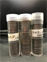 (150)1943 PD&S Steel Lincoln Wheat Pennies