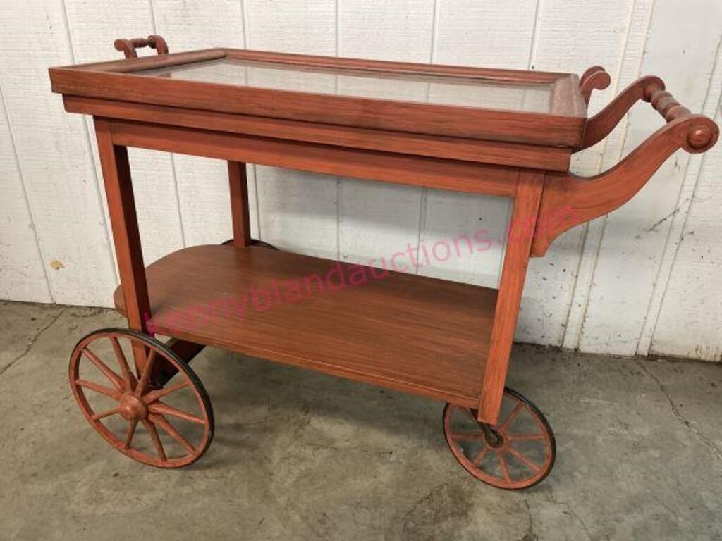 Antique 3-wheel tea cart (serve top)
