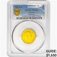 1884-A .1867oz Gold 20Dr Greece PCGS MS61