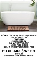 65" Insulated Acrylic Freestanding Bathtub