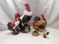 Four Roosters and a Hen