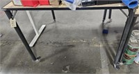 4’ x 4’ metal rolling table with wooden top