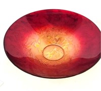 Red Orange Glass Wide Bowl Iridescent Style