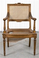 Louis XV Style Caned Giltwood Fauteuil