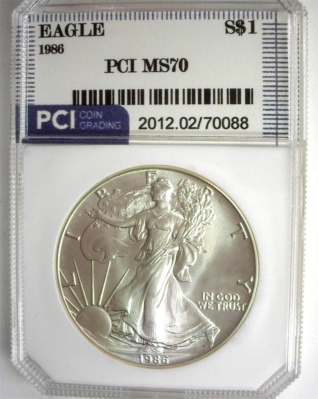 1986 Silver Eagle MS70 LISTS $975