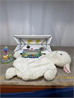 Baby toys, stuffed animal mat, and folding wash