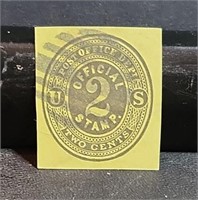 U.S. 2c cut square stamp uo-5