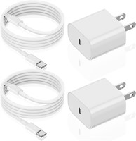 NEW 2PK 6FT iPhone Fast Charger w/Blocks