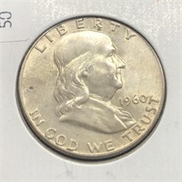 1960 FRANKLIN HALF DOLLAR  AU