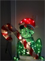 Outdoor lighted Christmas frog, 29"h (shows wear)
