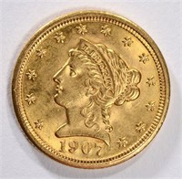 1907 $2.5 GOLD LIBERTY CH BU