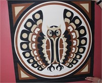 Vtg Lars Hawkes Large Owl Serigraph