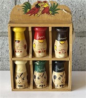 Vtg. Wooden Hand Painted Spice Rack