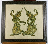 Framed Vintage Temple Rubbing Siam Thai Art