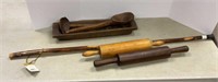 Rolling pins, cane & wooden items