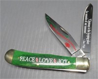 Peace Love Joy Christmas folding knife by Frost