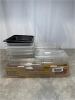 Clear plastic food pans with lids by Carlisle.