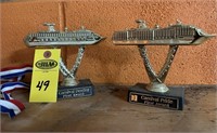 Motor Cycle Trophies (4) & Carnival Pride (2)