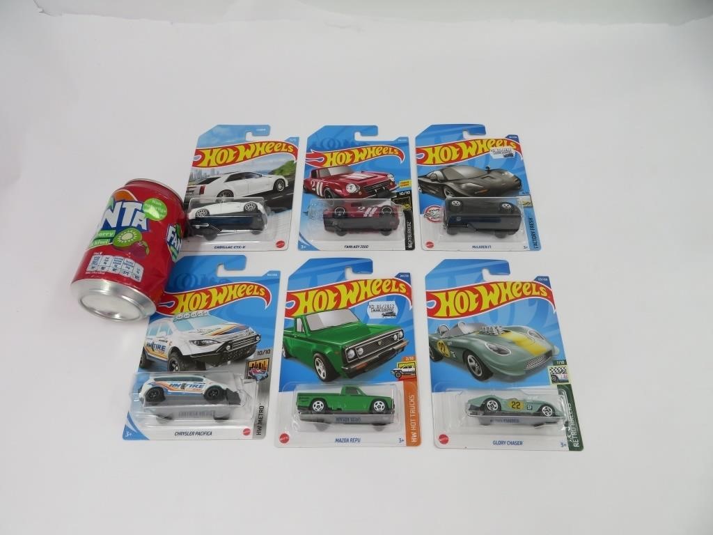 6 voitures hot wheels die cast dont un treasure