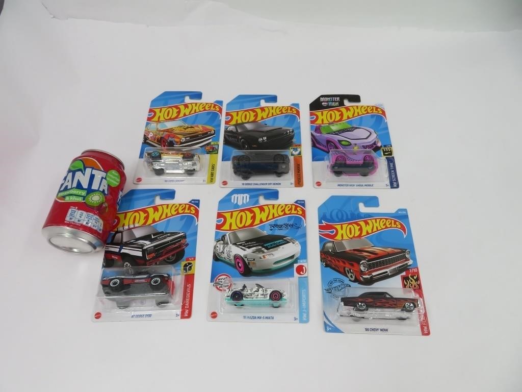 6 voitures hot wheels die cast dont un treasure