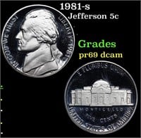 Proof 1981-s Jefferson Nickel 5c Grades GEM++ Proo