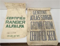 Vintage Atlas Sorgorum Seed Cloth Sacks