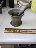 vintage brass mortar 4" tall with pestle