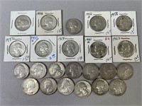 (23) Washington Silver (90%) Quarters- 1951 - 1964