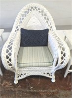 VINTAGE WICKER UPHOLSTERED CHAIR