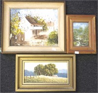 Group of three small oils