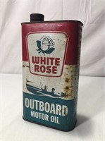 Vintage White Rose Outboard Motor Oil Can