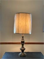 Tall Vintage Brass Table Lamp with Shade