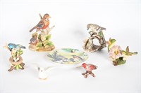 Vintage Bird Figurines, Porcelain Plate