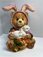 10-Inch 2002 Resin Easter Bunny w/Bunny in Lap