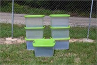 Clear Totes w/ Green Lids