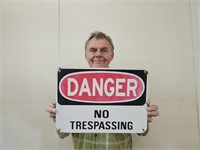 DANGER NPO TRESSPASSING 14x 10" Metal Sign