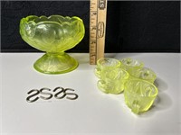 Vaseline/Uranium Glass Punch Set